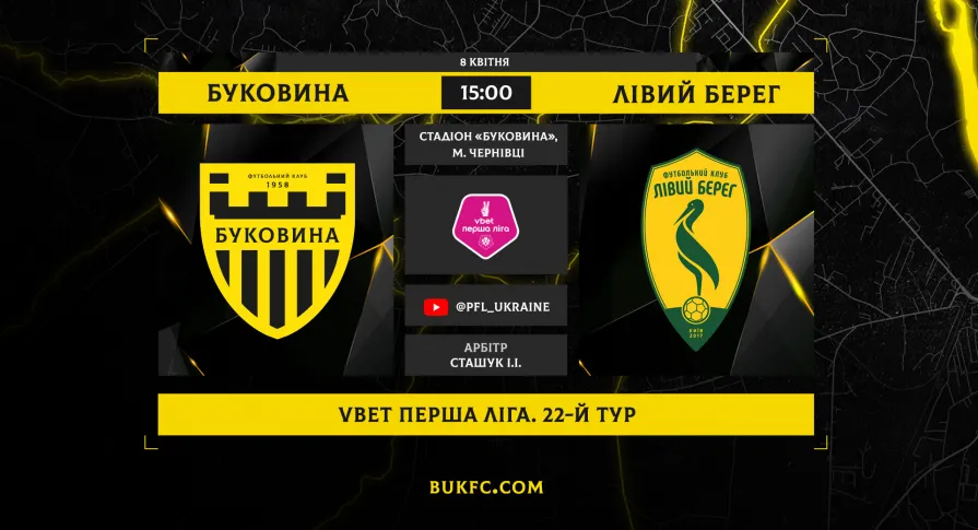«Буковина» - «Лівий берег». Анонс центрального матчу 22-го туру VBET Першої ліги