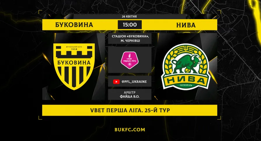 «Буковина» - «Нива». Анонс матчу 25-го туру VBET Першої ліги